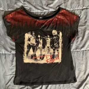 Women's Authentic Icon Red Sequin Rebel Top Size S